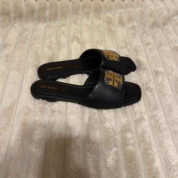 Tory Burch Eleanor Slide Perfect Black / Gold Women’s Size 8.5 - Picture 5 of 6